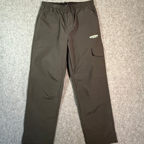 REPRESENT Owners Club Cargo Pants Black Elastic Waist Drawstring Mens Size Large